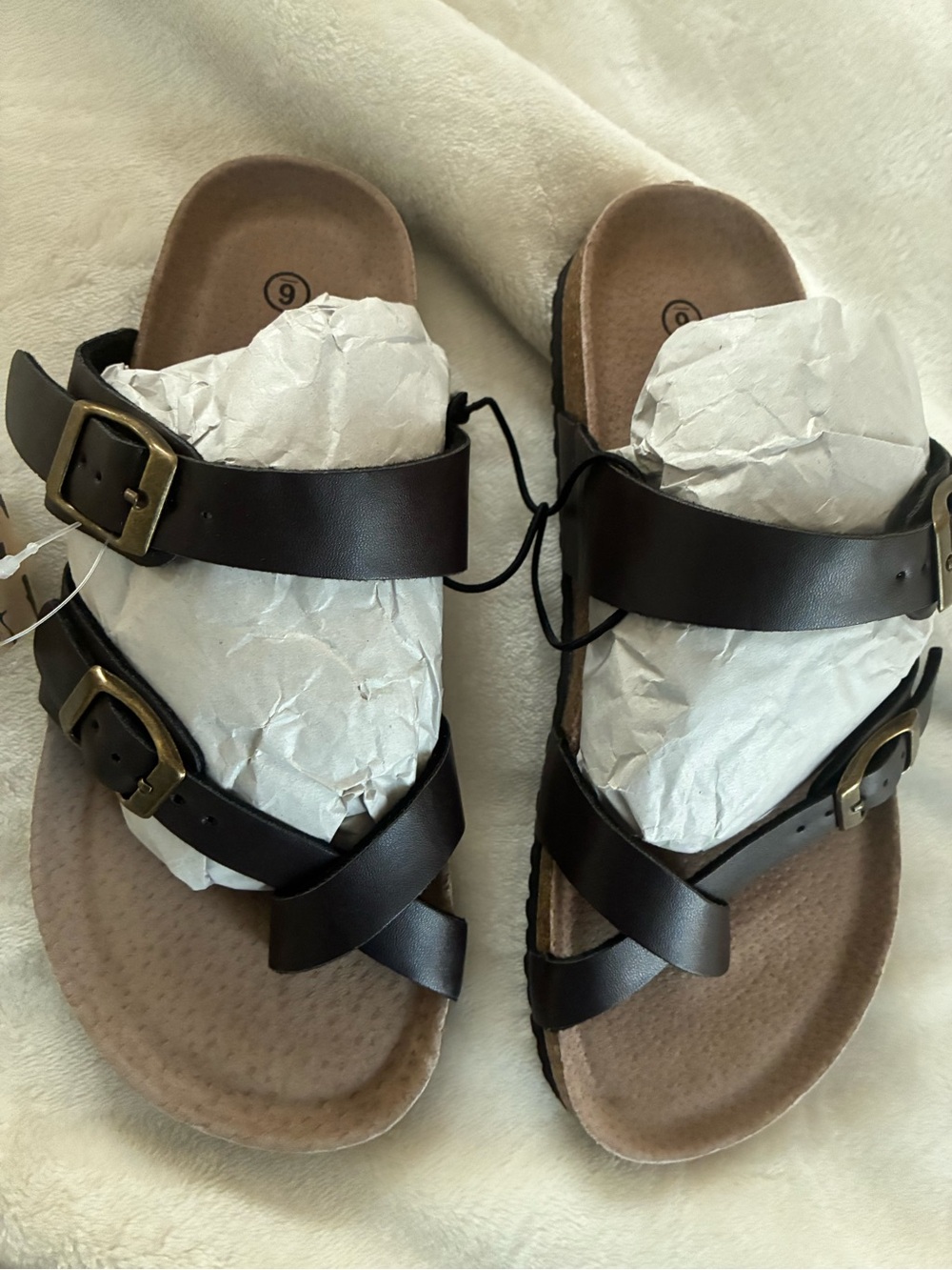 Bocca Women Adjustable Slide Sandals Deep Brown Flip-Flops Ring Open Toe 6M